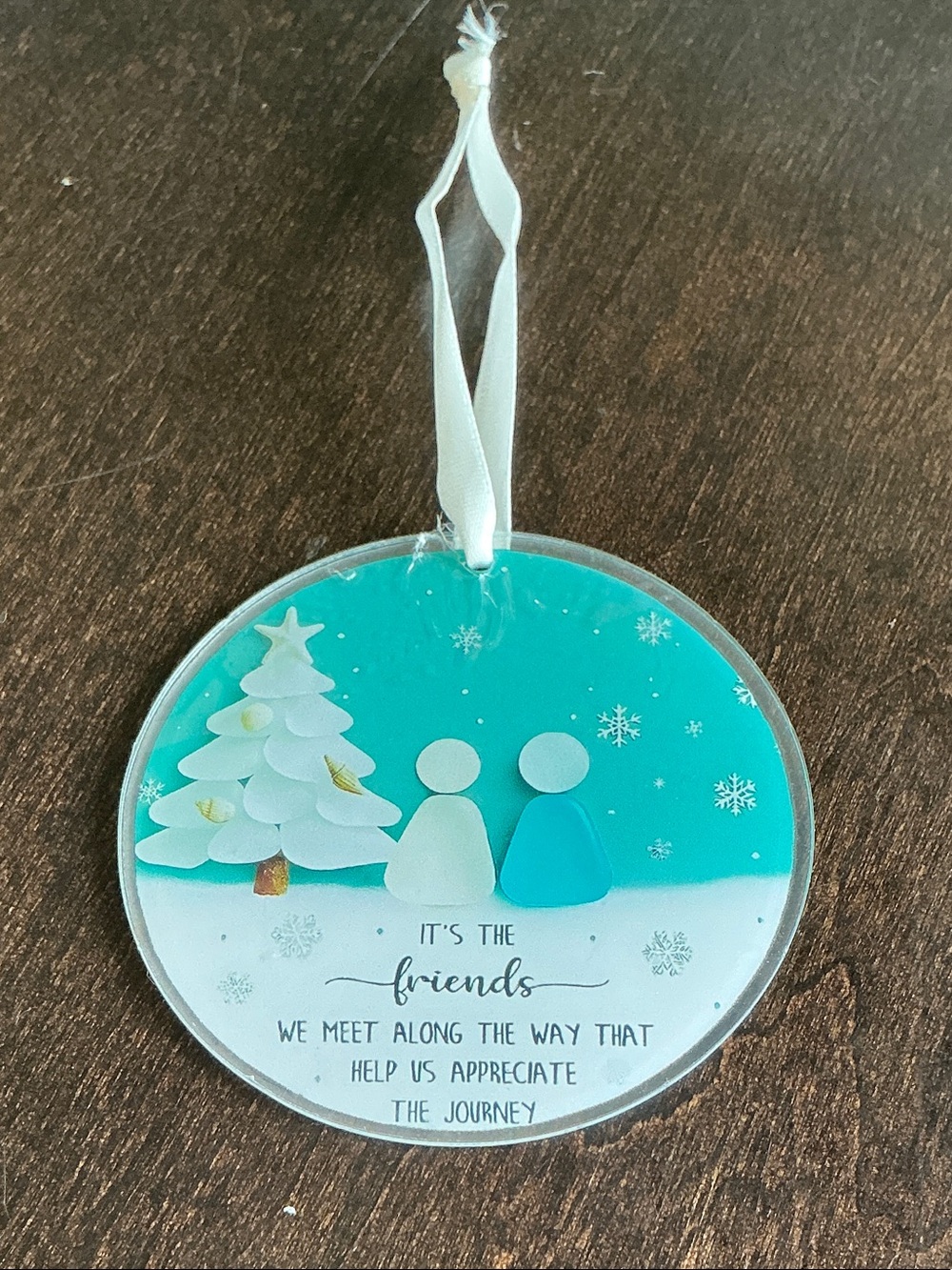 Holiday Friends Teal Acrylic Hanging Ornament